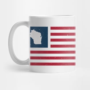 Vintage Wisconsin USA Flag // Retro American Flag Stars and Stripes Mug